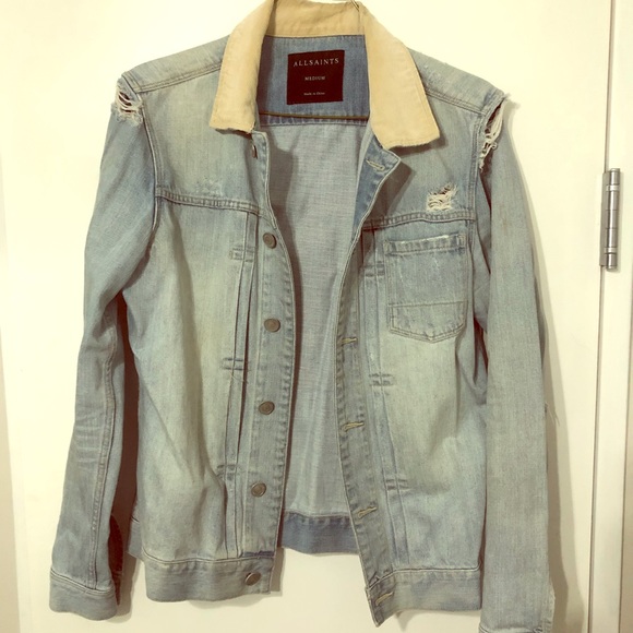 saint laurent corduroy collar denim jacket